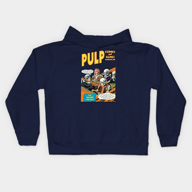 Pulp Driving Skeletons Kids Hoodie by PULP Comics and Games